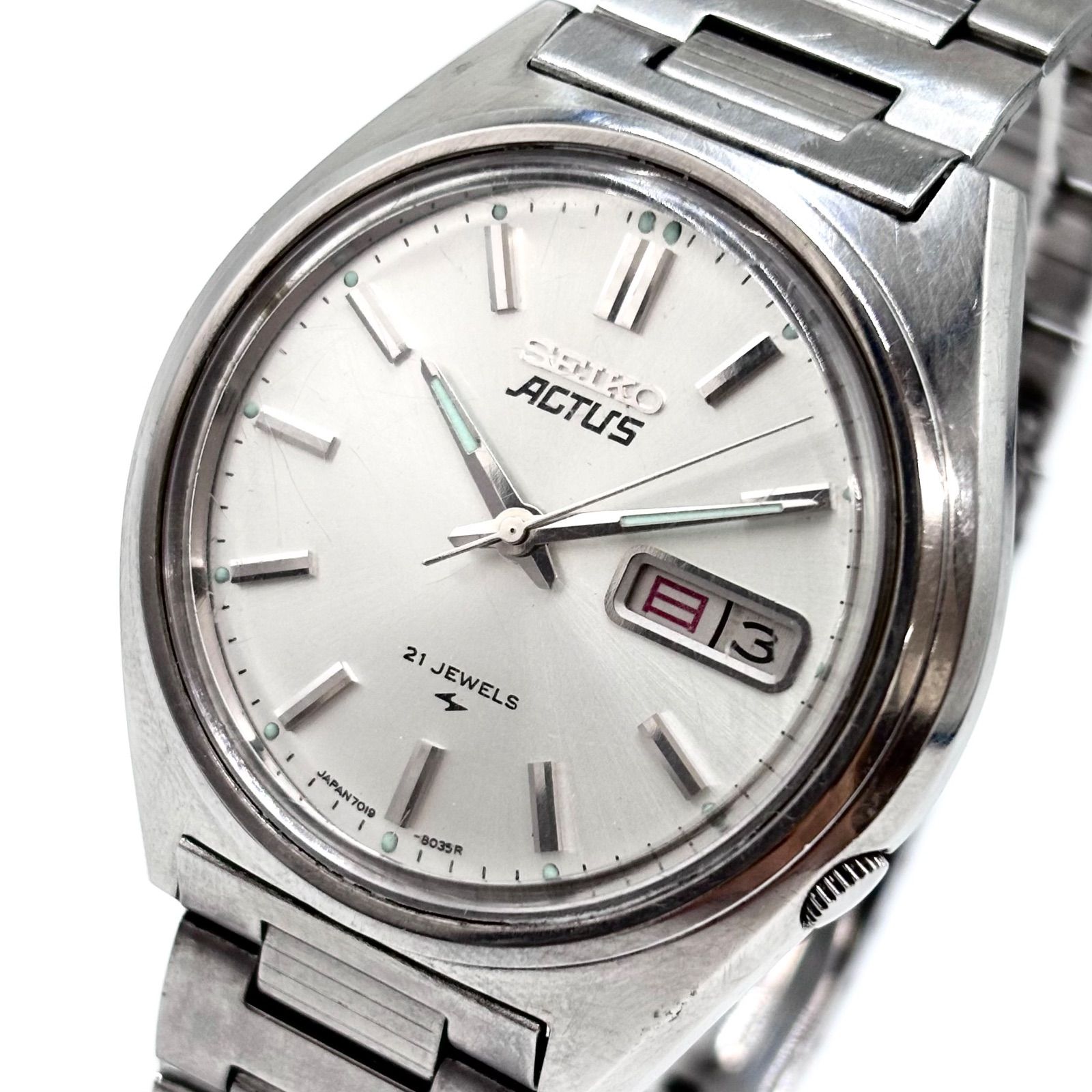 【稼働/純正ブレス】SEIKO/セイコー ACTUS/アクタス 腕時計 自動巻き/AT デイデイト 21石 Cal.7019 1976年10月製造 japan vintage