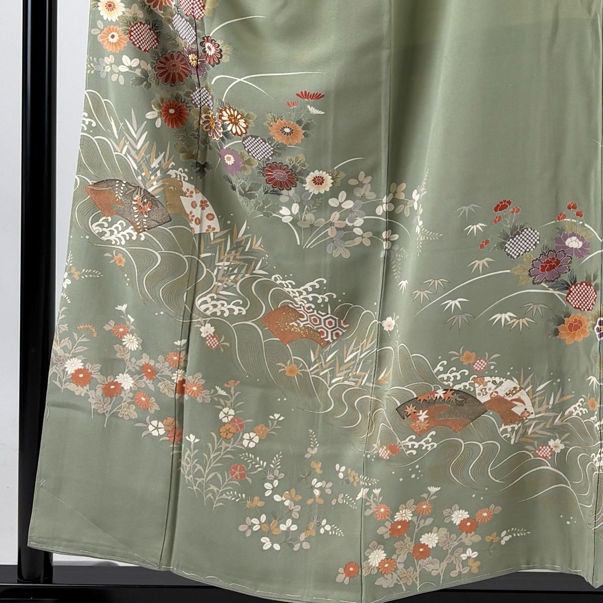 訪問着 身丈152.5cm 裄丈63.5cm S 袷 鈴乃屋 菊 霞 金彩 ぼかし