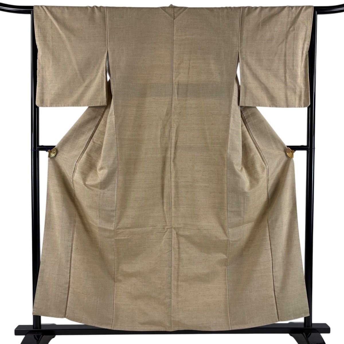 紬 身丈155.5cm 裄丈65.5cm M 袷 ベージュ 正絹 秀品 【中古】