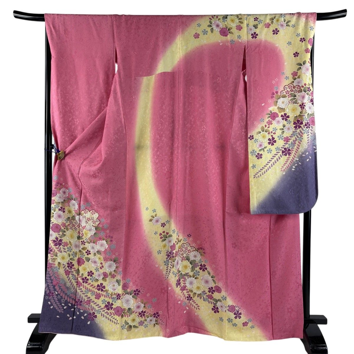 美品】 振袖 身丈166cm 裄丈68cm L 袷 辻が花柄 桜 ぼかし ピンク 正絹