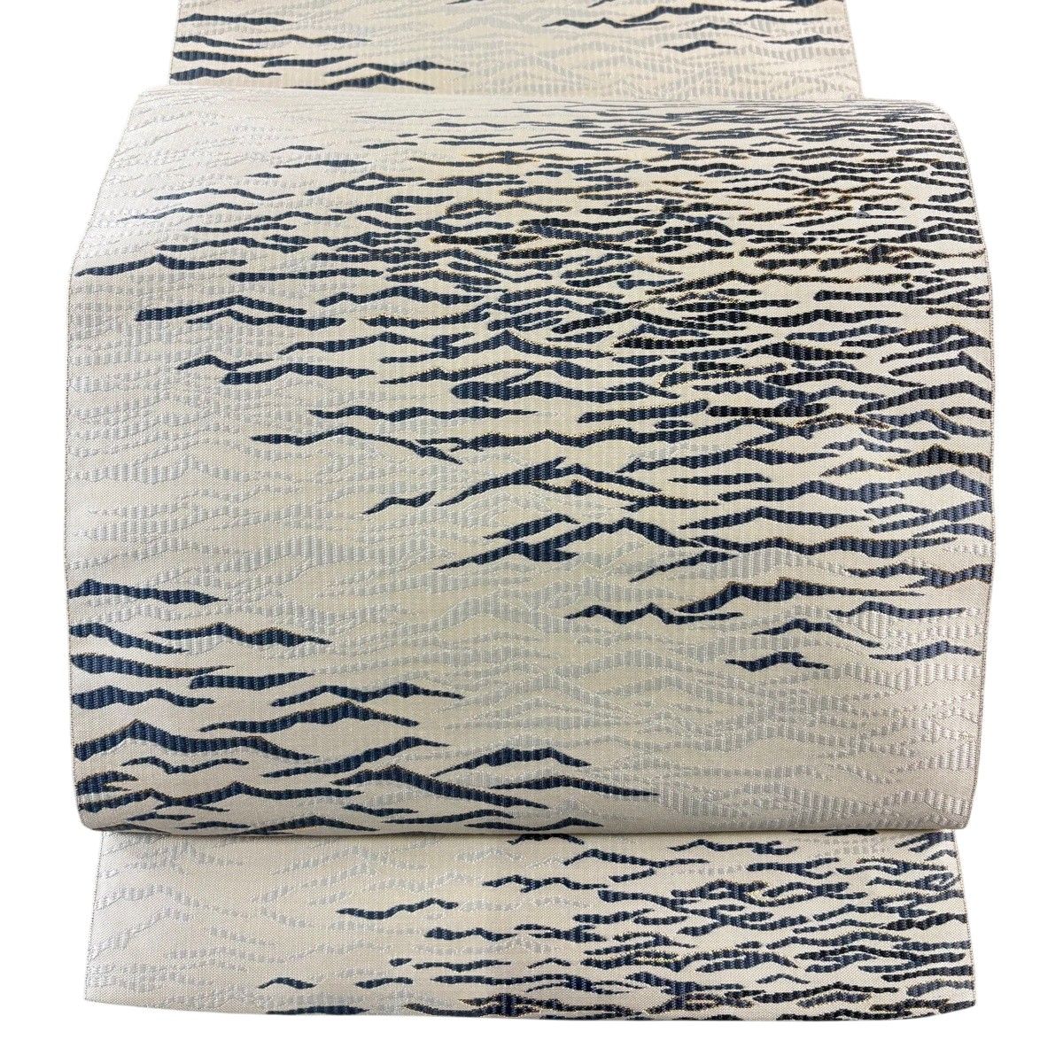 【美品】 袋帯 秀品 草木染 漣 箔 クリーム 六通 正絹 【中古】