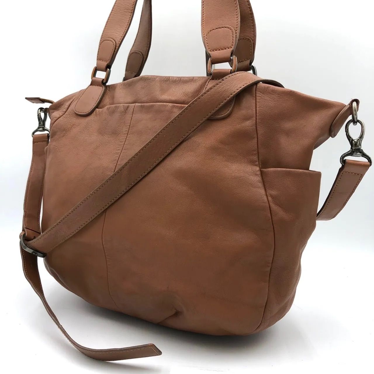 アニエスベー agnes b. 2way ショルダーバッグ トート レザー 茶 