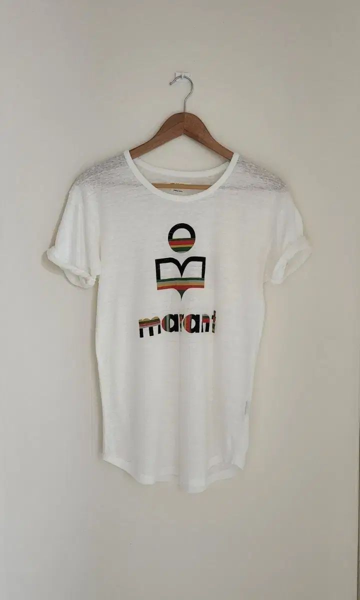 マラン 白 ロゴ 半袖 Tシャツ (S)
