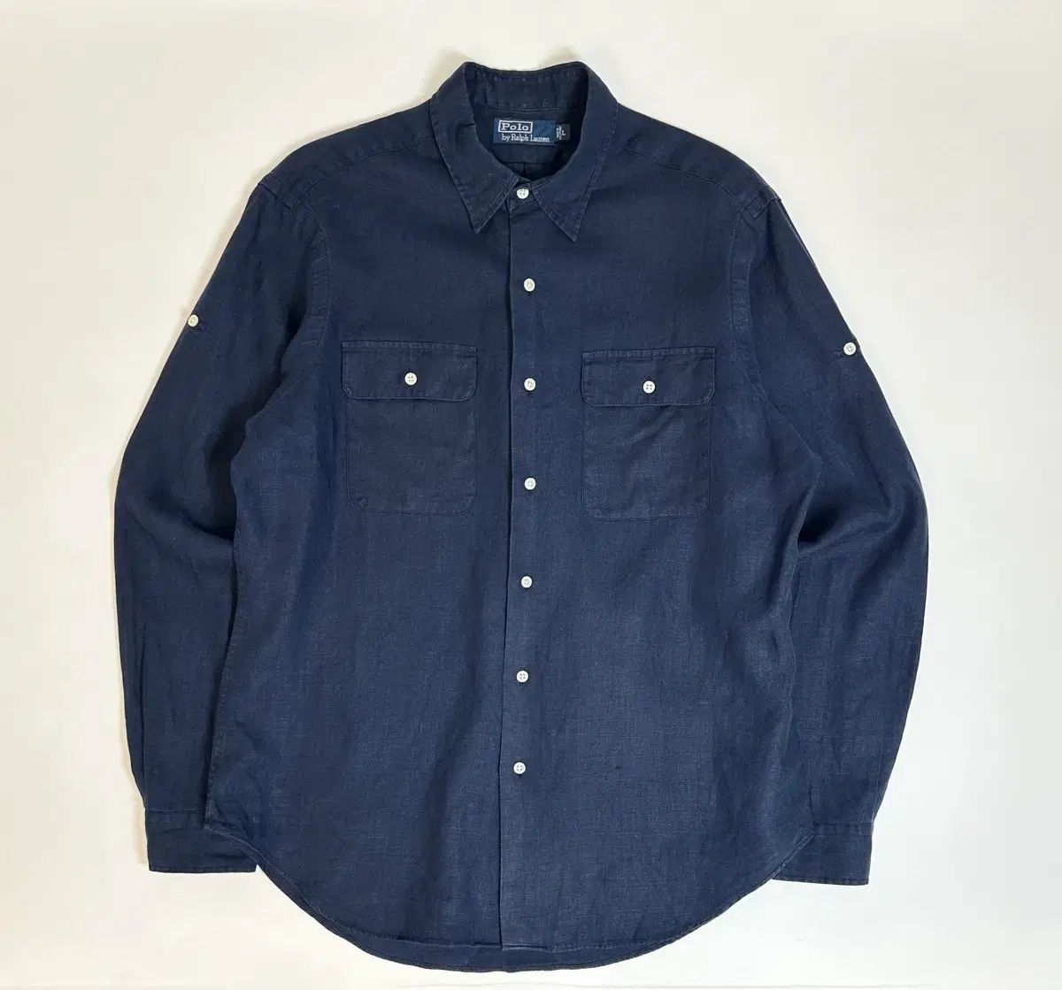 Polo ポロ ラルフローレン ツーポケット リネン シャツ L
