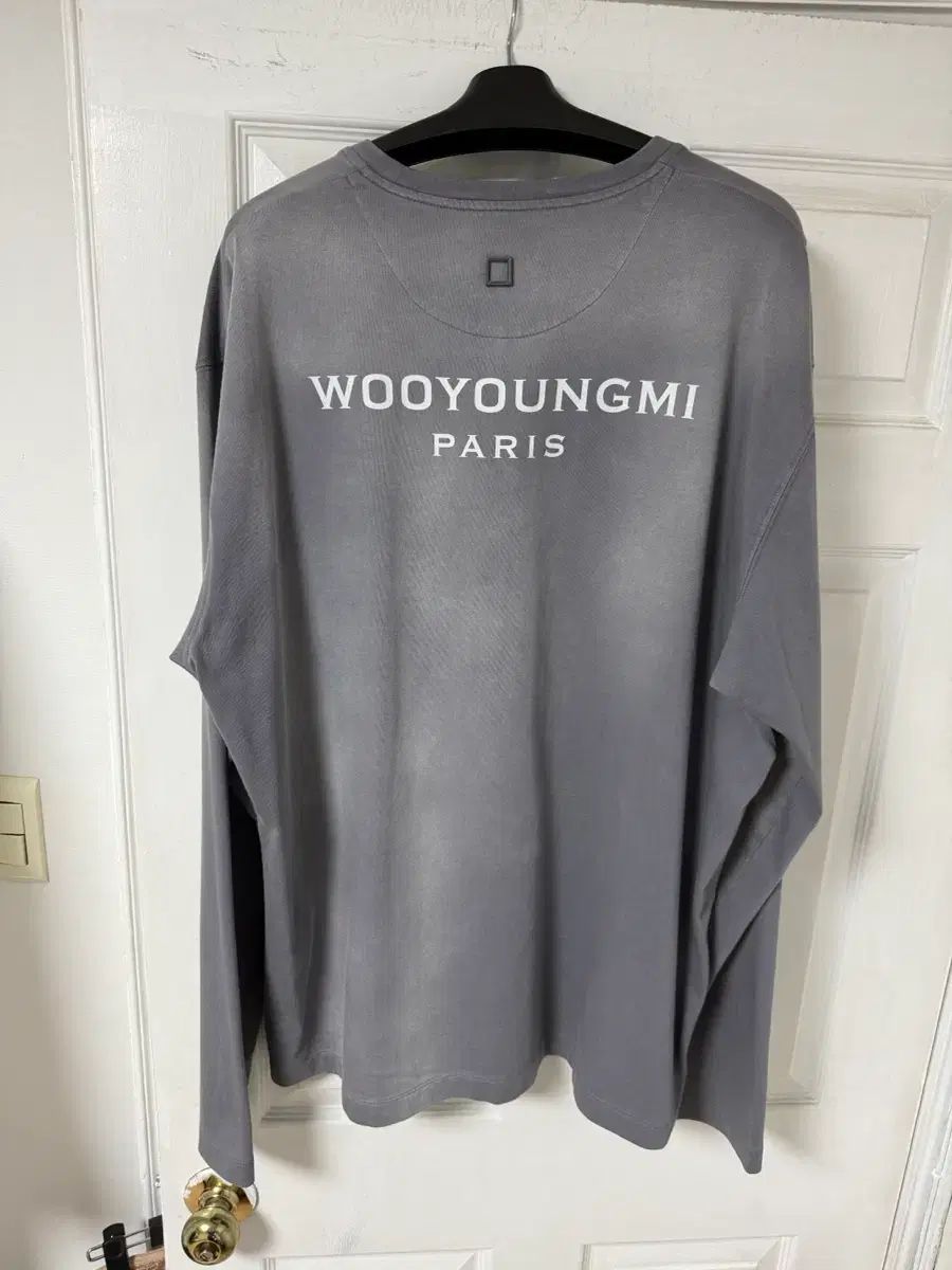 52 50% 特価 26SS WOOYOUNGMI ウーヨンミ ロングスリーブ ウォッシュ グレー バックロゴTシャツ
