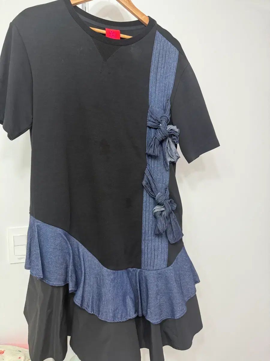LUCKY CHOUETTE ラッキーシュエトゥ デニムリボンワンピース 36