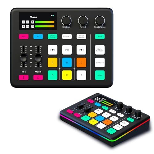 [DILVO] ゲーミング オーディオ ミキサー オーディオインターフェース Bluetooth対応 PC PS4 PS5 iphone スマホ対応 ポッドキャスト RGB機能付き ボイスチェンジャー カスタム効果音 ライブ 配信 機材 実況 e12367a6
