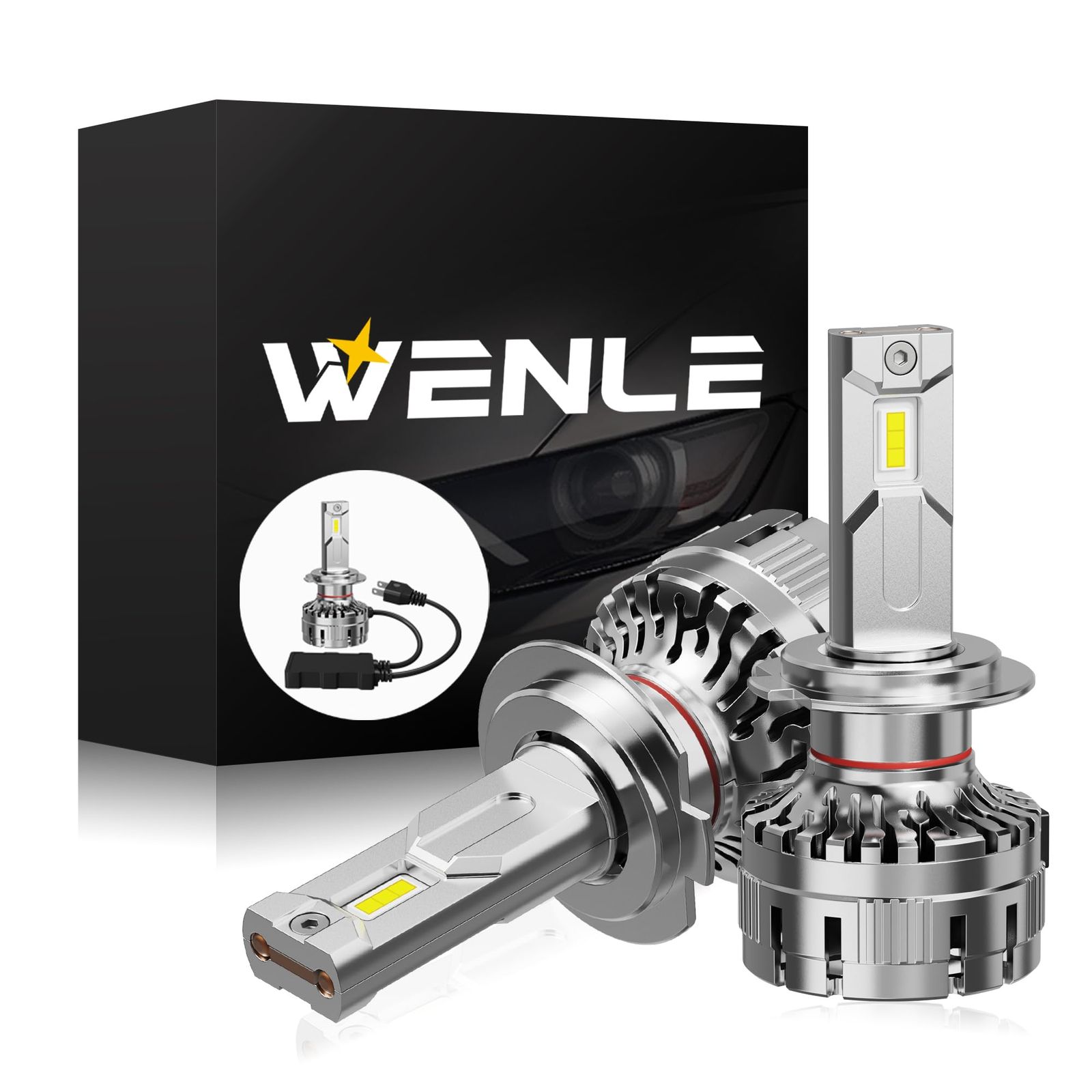 WENLE 史上最強超爆光 H7 led ヘッドライト 車検対応 HIDを超えるLED ハイパワー 172W キャンセラー内蔵 超高輝度GXP×3 LEDチップ 20倍明るさUP ホワイト6000K 無極性 ノイズなし バルブ 日本語取り付け書付き ...