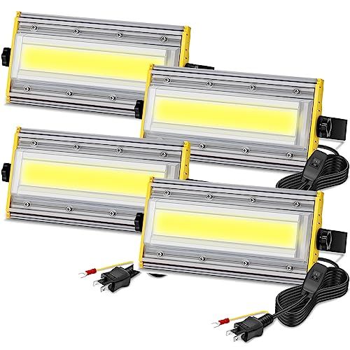 LED投光器 屋外 50W 作業灯 850 W相当 8000LM コンセント式 超薄型 防犯灯 玄関ライト 昼白色 80V-150V適用 IP67防水 角度調整ノブ 高輝度 3Mコード 廊下 倉庫 ガレージ 看板灯 BBQ 庭園 夜間作業 駐 14e80b07