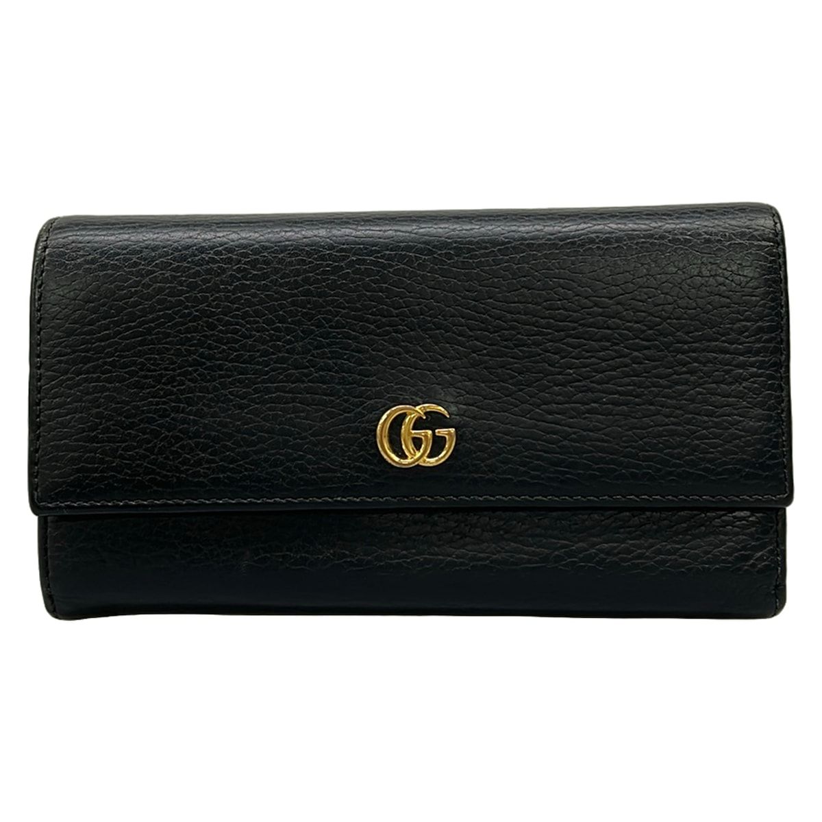 GUCCI(グッチ) 長財布 ダブルG コンチネンタルウォレット/GGマーモント 456116 黒 レザー