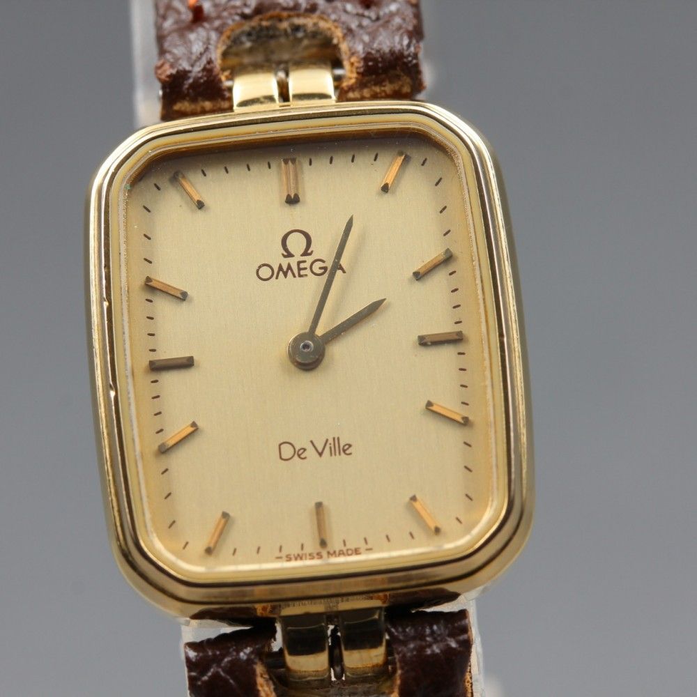 稼働品】OMEGA デ・ヴィル Cal.1387 ゴールドスクエア クオーツ 