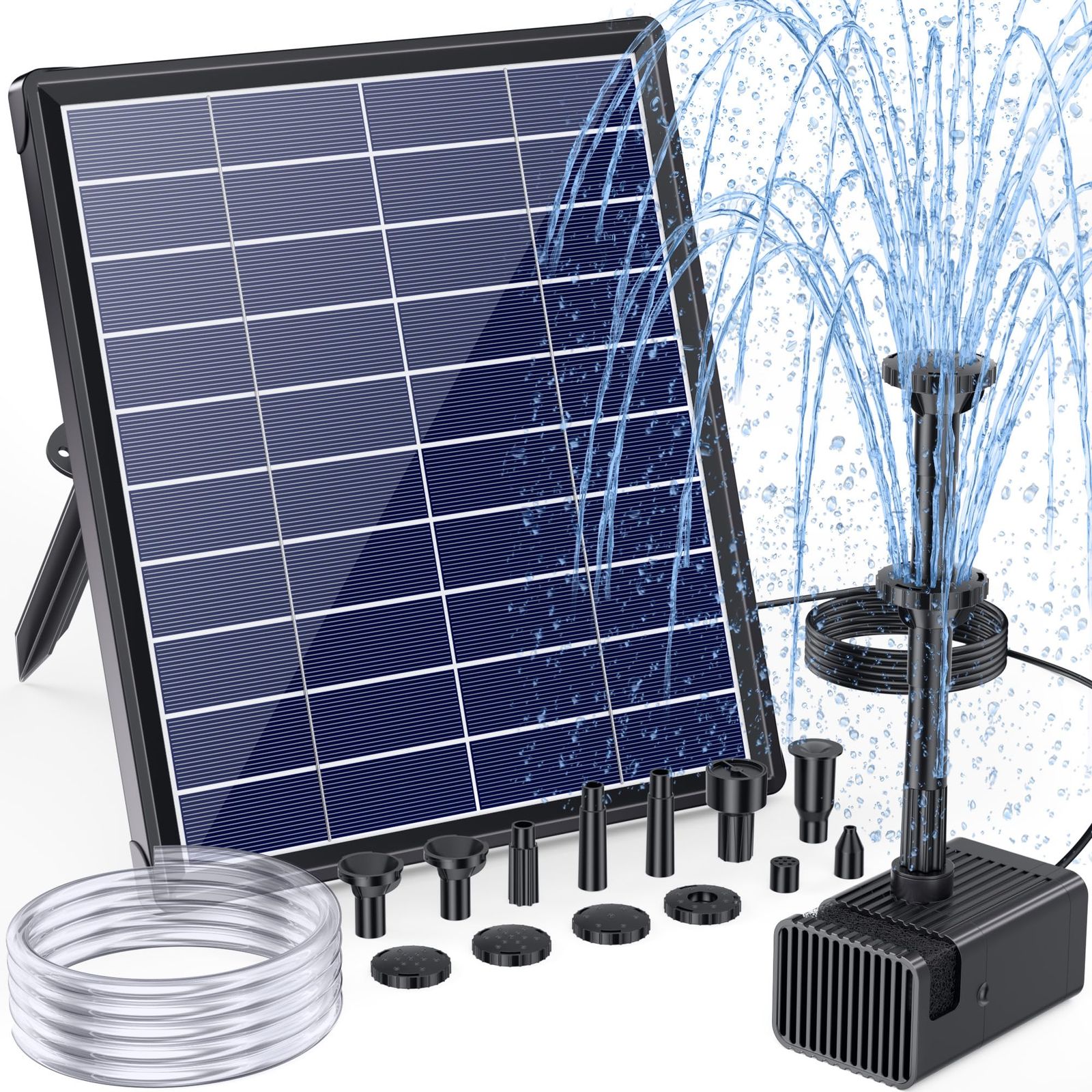NFESOLAR ソーラーポンプ 5.5W 大容量3000mAh蓄電式 浮き型ソーラー噴水ポンプ 8種ノズル付 自動水位保護機能 ビオトープ/池/バードバス/庭園用 太陽光発電 水循環 酸素供給ts 32138776