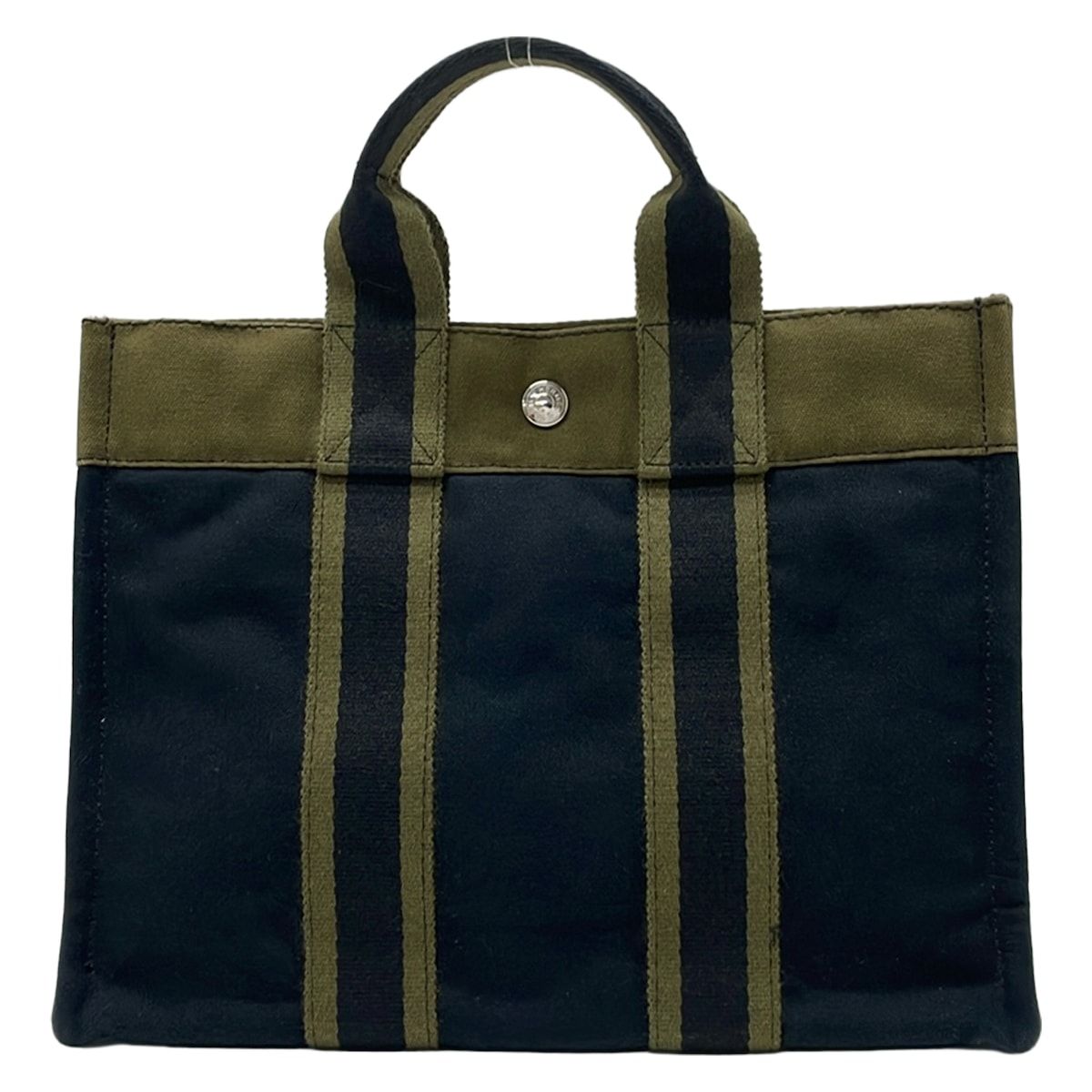 HERMES(エルメス) トートバッグ フールトゥトートPM 黒×カーキ シルバー金具