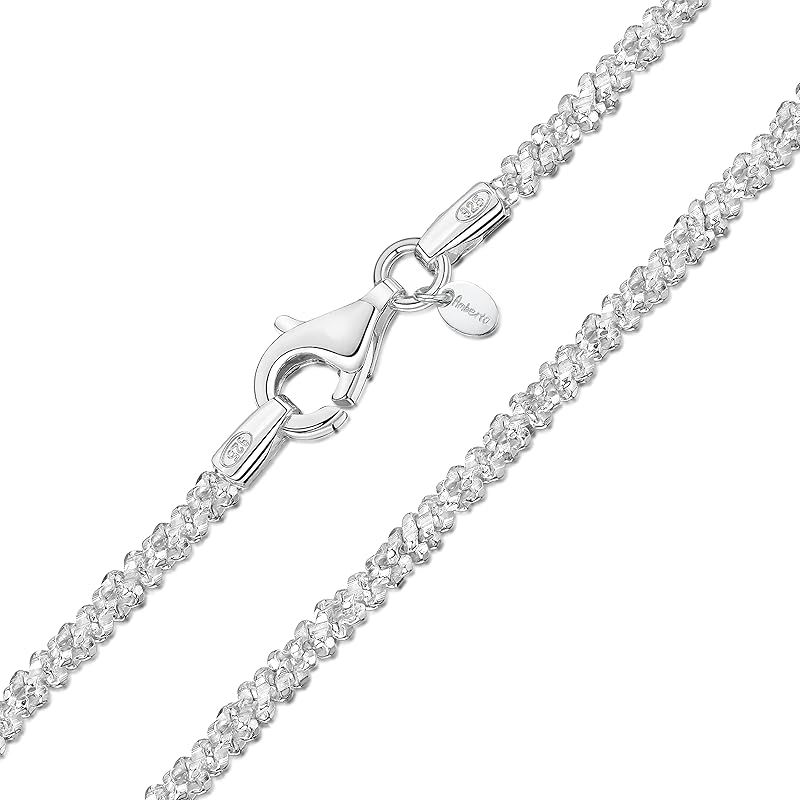 [Amberta] イタリア製 925 スターリングシルバー ダイヤモンドチェーン レディース - 1.7mm スノー/ロック シルバーチェーンネックレス: 60cm ロングチェーンネックレス レディース