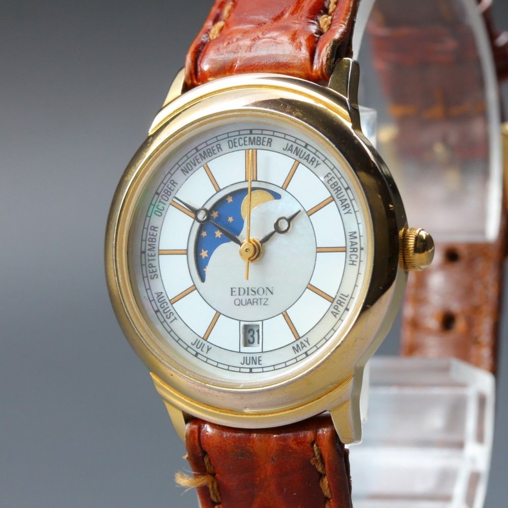 【稼働品】CITIZEN Edison MOP ムーンフェイズ クオーツ レディース #16638