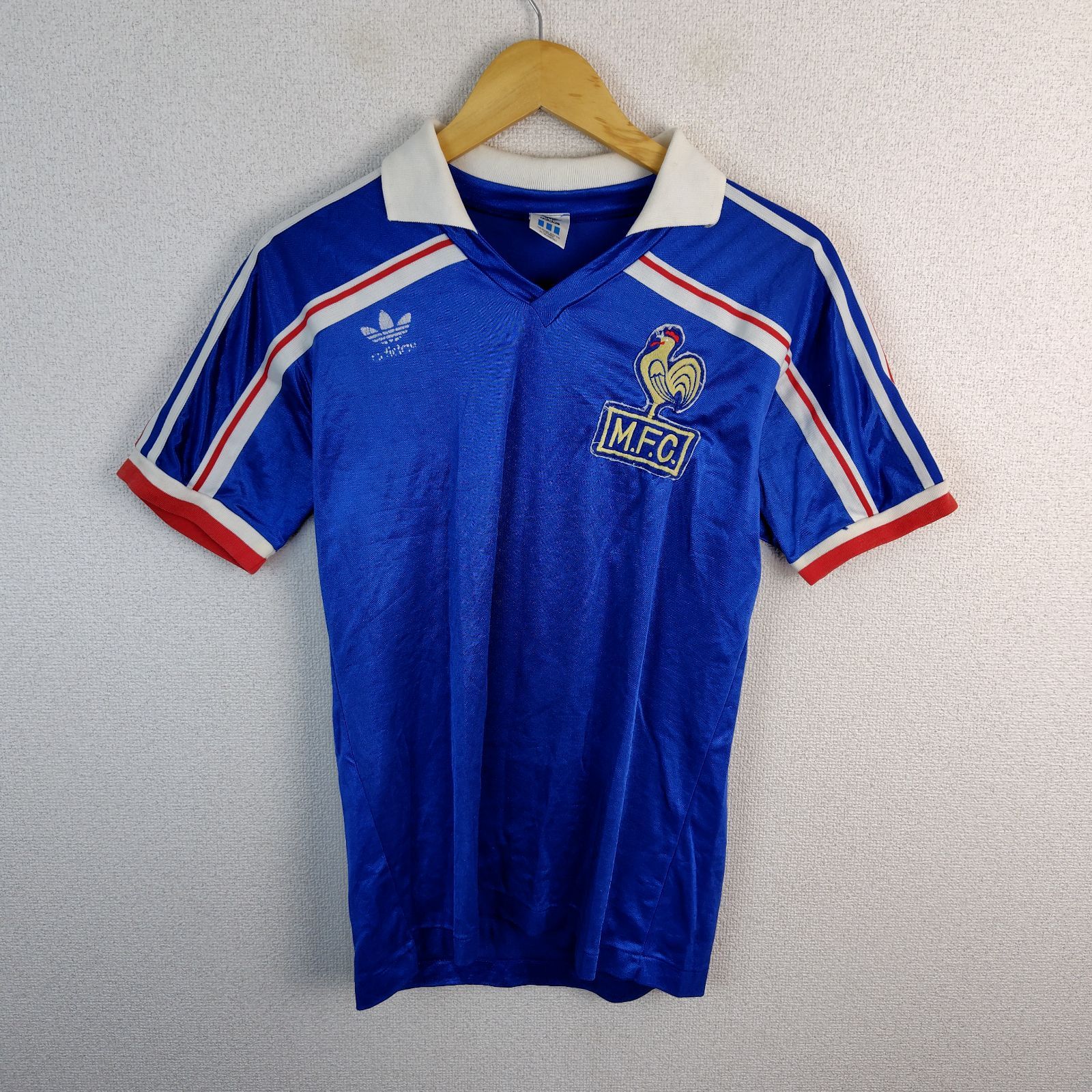 adidas アディダス M.F.C. サッカー ゲームシャツ 半袖 ブルー 古着