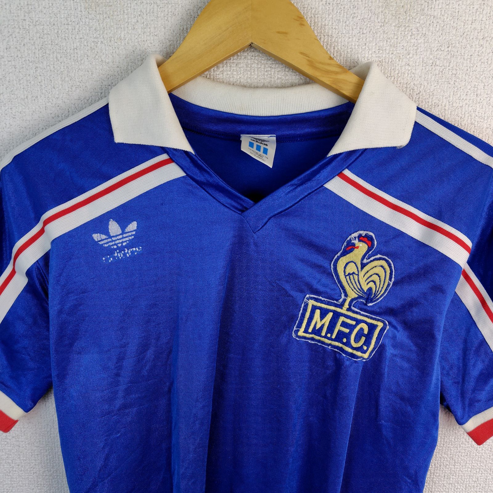 adidas アディダス M.F.C. サッカー ゲームシャツ 半袖 ブルー 古着