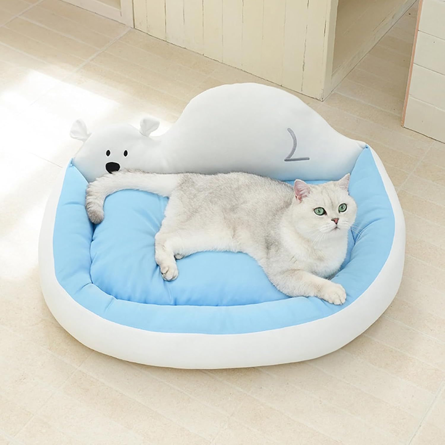 Peto-Raifu ペットベッド クッション 動物デザイン 夏用 接触冷感 ペット用ソファー 犬 猫 ひんやりベッド ペット ふわふわ 洗える 小型犬 中型犬 猫用 快適 暑さ対策 通気性よい