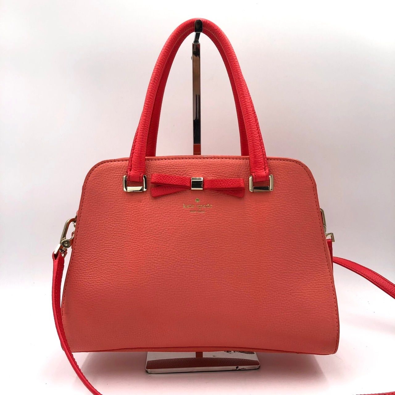 ケイトスペード kate spade 2way ハンドバッグ コーラルピンク リボン 