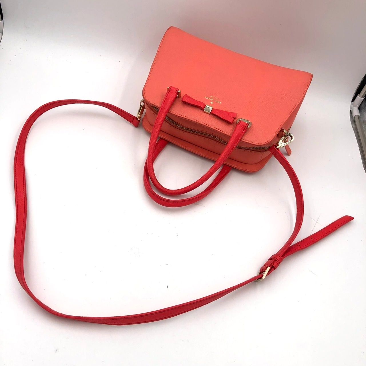 ケイトスペード kate spade 2way ハンドバッグ コーラルピンク リボン 