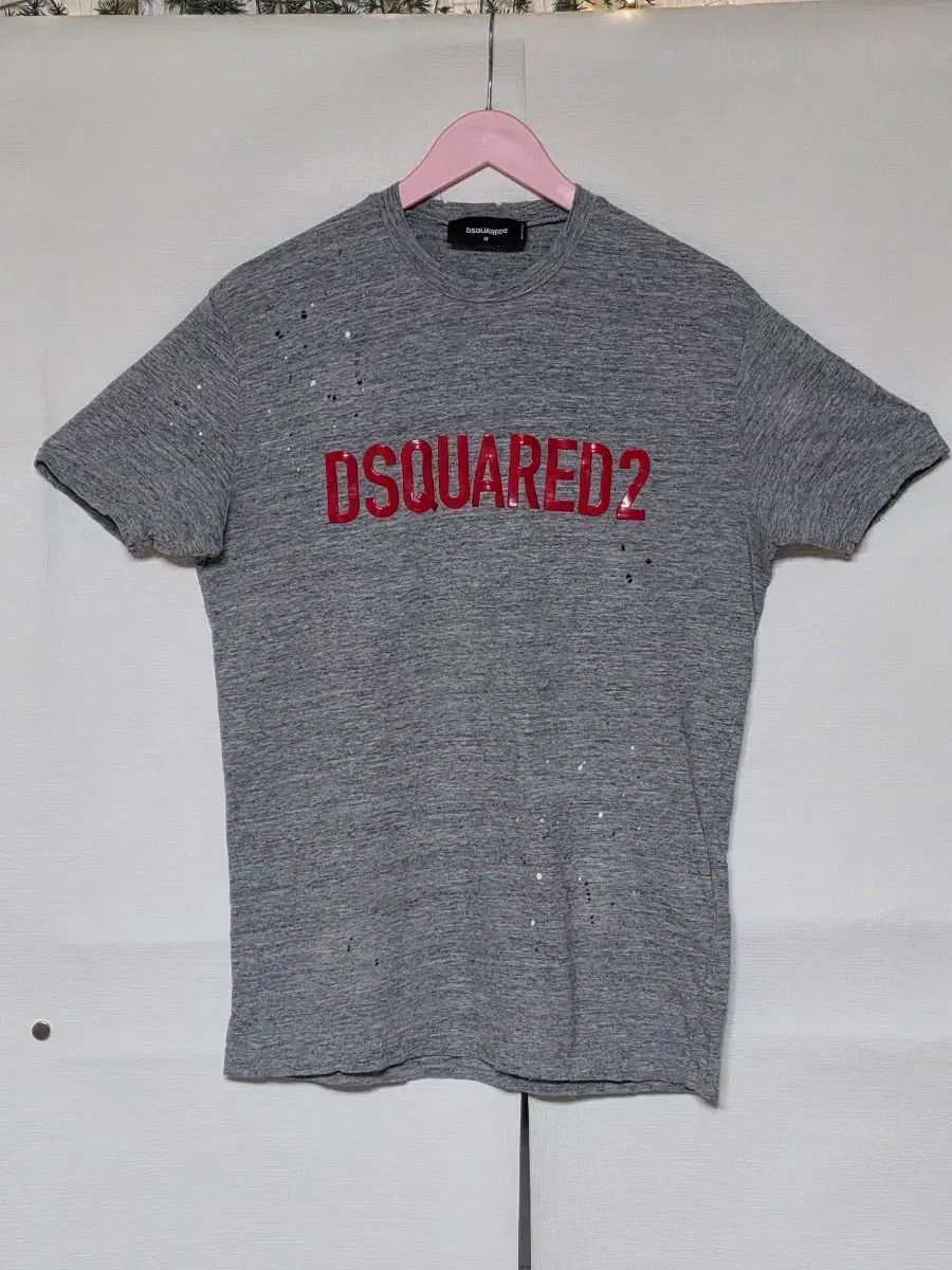 正規品 DSQUARED2 ディースクエアード2 グレー ロゴ エンブロイダリー 半袖T M