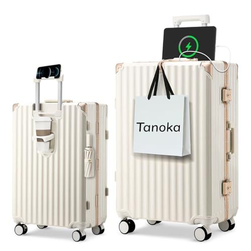 [Tanoka] スーツケース キャリーケース 機内持ち込み アルミフレーム【高耐久・多機能】S M L 大型 大容量 耐衝撃 ストッパー付き 静音ダブルキャスター 360度回転 TSAロック USBポート カップホルダー 隠しフック キャリーバッグ 出張 ビ