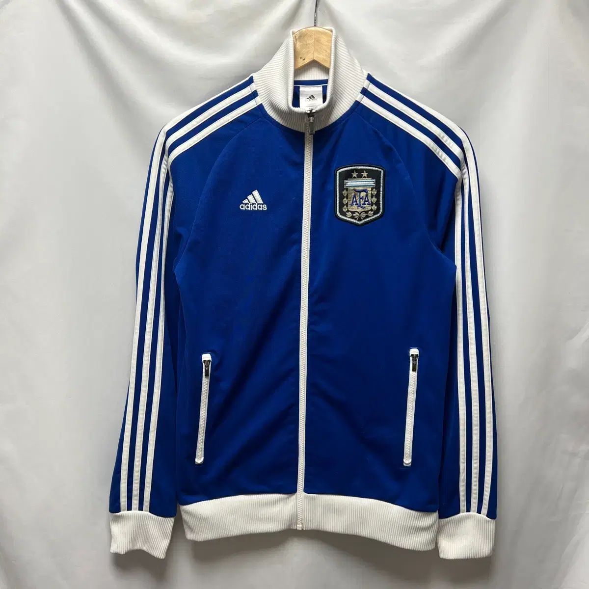 正規品/90 adidas アディダス アルゼンチン サッカー 韓国国家代表 3本線 ブルー白 トラックジャージ/ジャージ