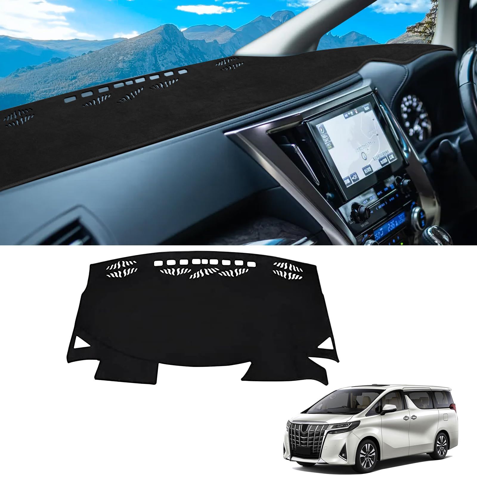 アルファード ヴェルファイア 30系 専用 ダッシュボードカバー 前期 後期 VELLFIRE ALPHARD ダッシュボードマット 内装パーツ ダッシュボード 保護マット 日焼け防止 アクセサリー (アルファード ヴェルファイア 30系)