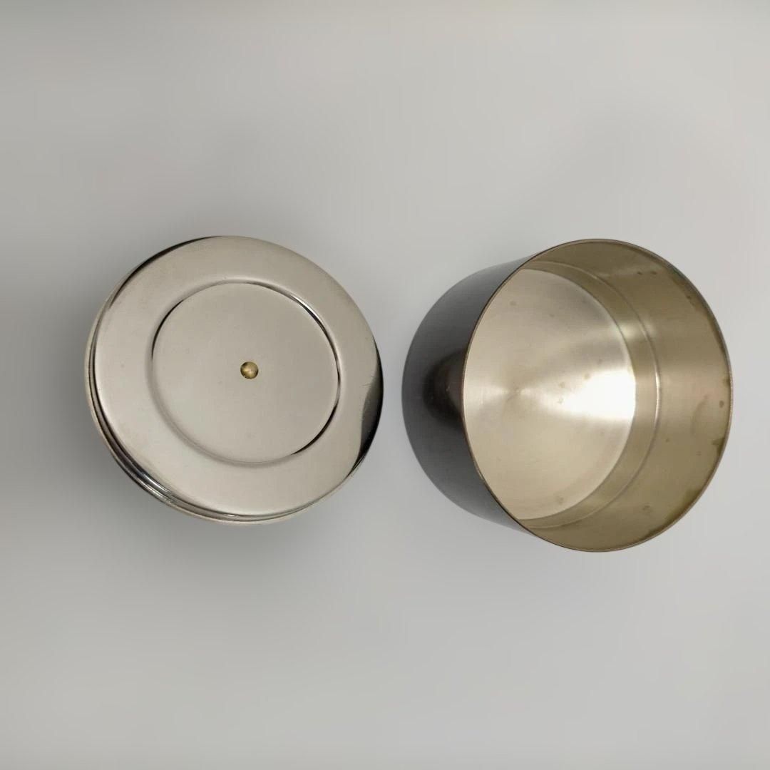 瑞正 銅製茶筒 刻印あり 茶器 保存容器 内蓋付き 茶道具 和風デザイン 