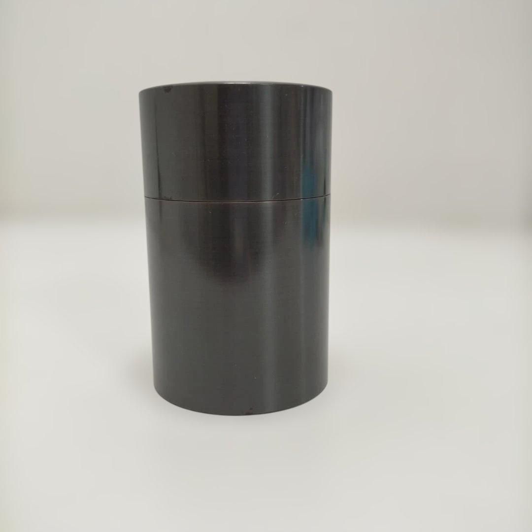 瑞正 銅製茶筒 刻印あり 茶器 保存容器 内蓋付き 茶道具 和風デザイン 