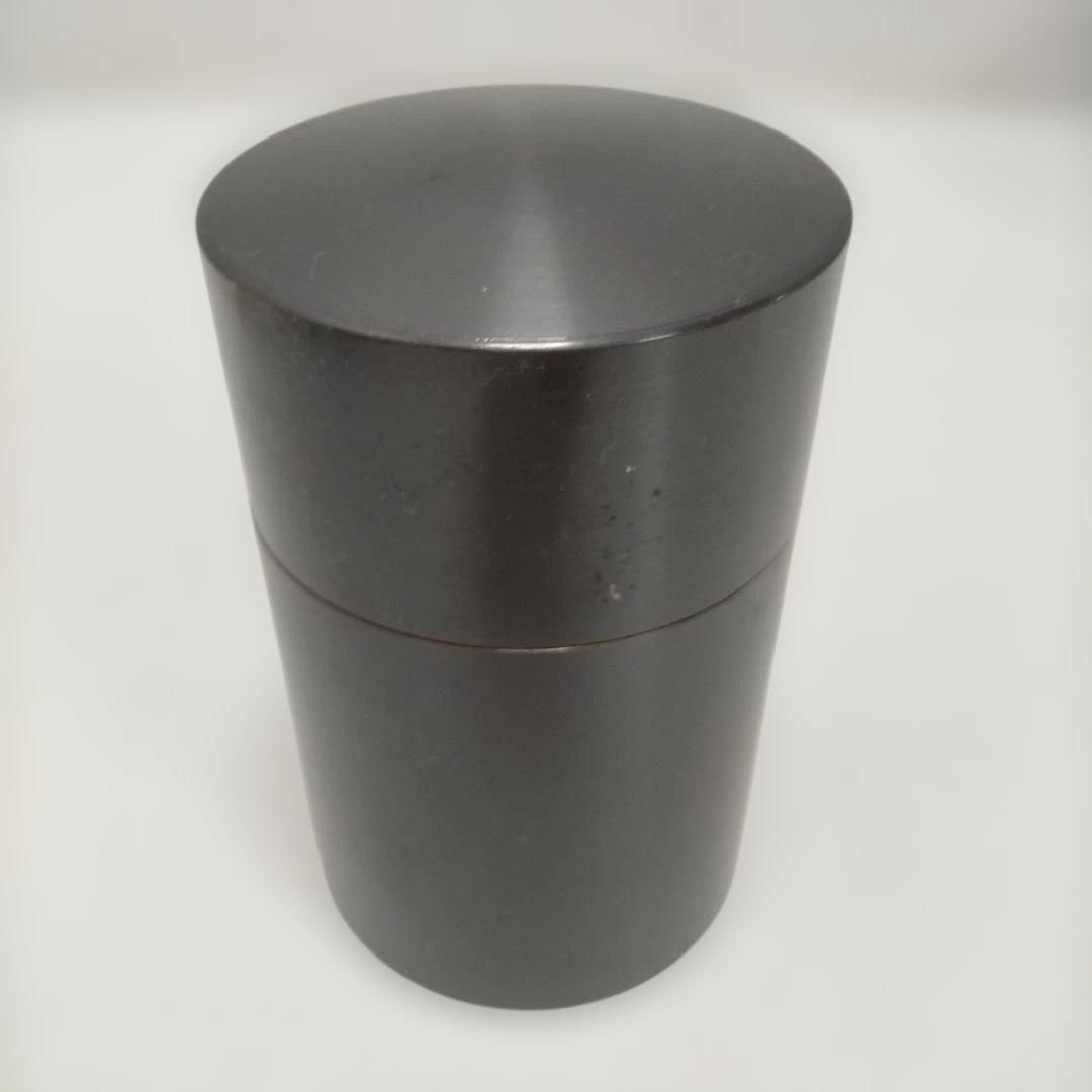 瑞正 銅製茶筒 刻印あり 茶器 保存容器 内蓋付き 茶道具 和風デザイン 