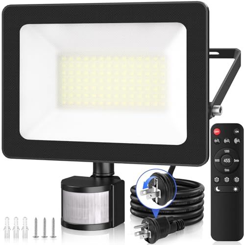 CLY センサーライト 屋外 人感センサーライト 防犯ライト LED投光器 80W 昼光色 10000LM 6500K IP66防水 人感センサー 作業灯 フラッドライト 超爆光【2025年最新改良 リモコン操作 常時点灯機能 センサー部もモ de7d09d1