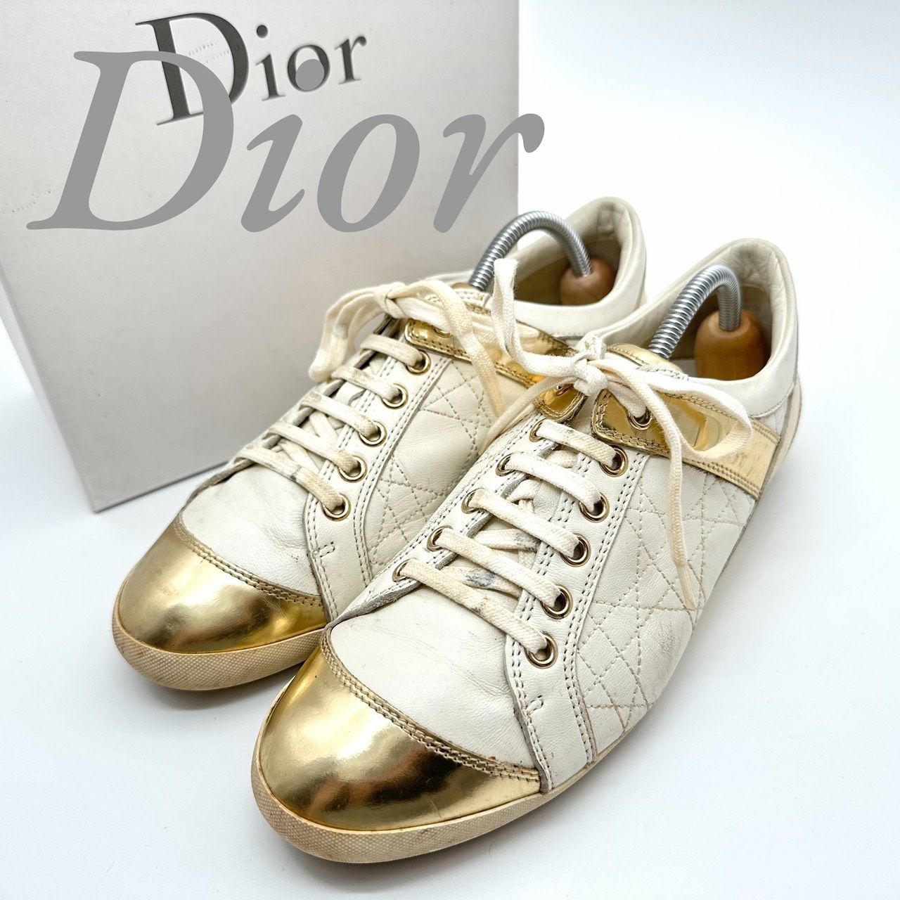 B5319】 Dior ディオール スニーカー レザー ホワイト ゴールド 