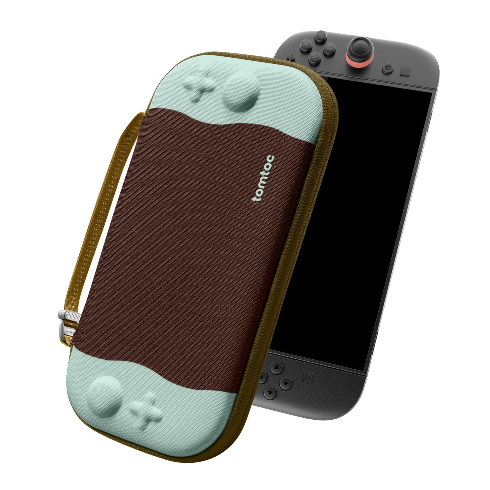 tomtoc 2025年モデル専用 Switch 2 ケース Nintendo スイッチ2 スリム 全面保護 キャリングケース ハードケース 耐衝撃 ポーチ ゲームカード12枚収納 チョコミント