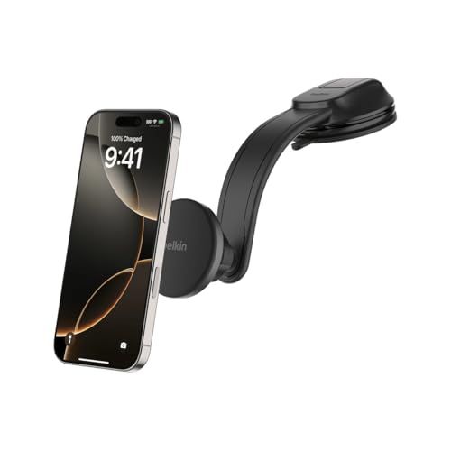 Belkin 車載ワイヤレス充電器 MagSafe対応 Qi2対応 15W急速充電 マグネット式 iPhone 12以降・Androidスマートフォン対応 ダッシュボード取付 可動アーム設計 USB-Cケーブル・27W車載充電器付属 WIC0 2298b675