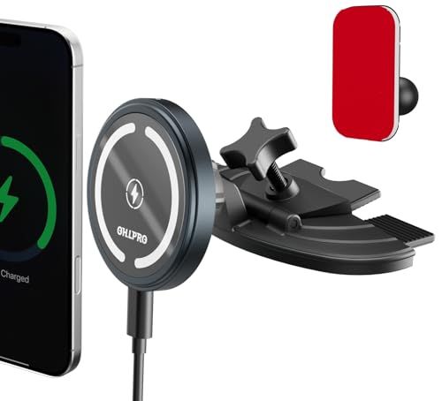 OHLPRO スマホホルダー 車 ワイヤレス充電器 mag-safe 車載 超強力マグネット【2in1 CDスロット&ダッシュポット取り付け用】15W急速充電 iPhone 1716/15/13/14/12シリーズに専用 車載スマホホルダー送 c2a7b756