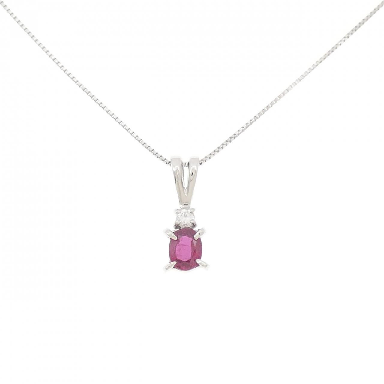 PT900/PT850 ルビー ネックレス 0.47CT - メルカリ
