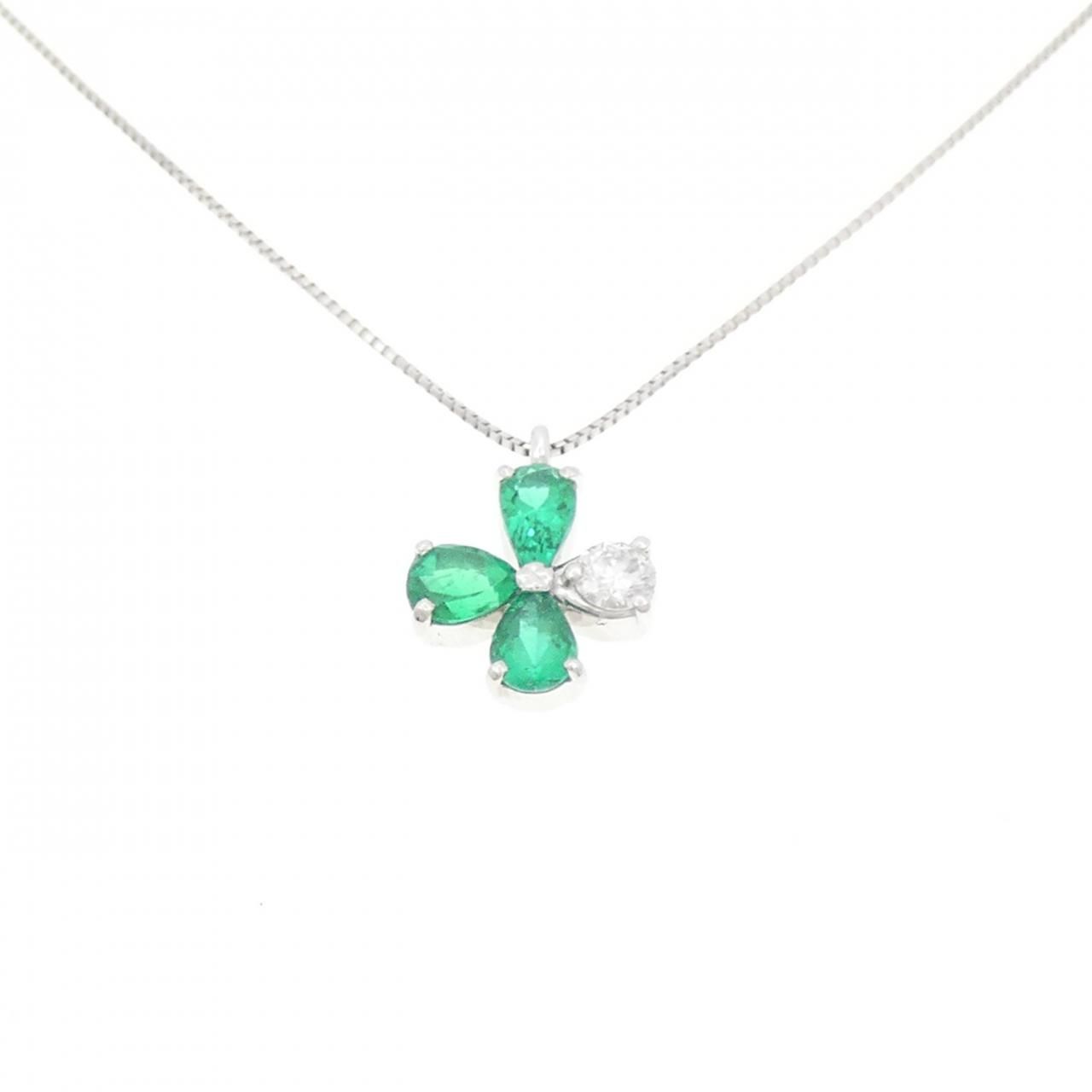 PT900/PT850 フラワー エメラルド ネックレス 0.52CT - メルカリ