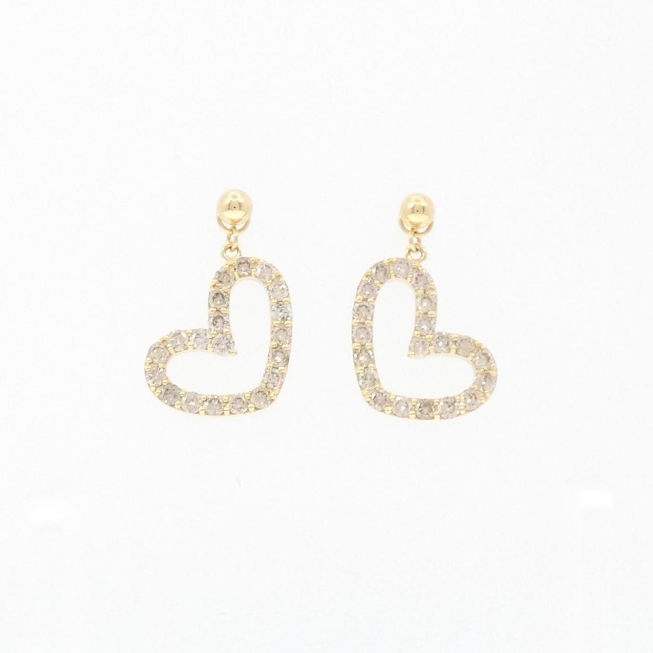 K18YG 2WAY ハート ダイヤモンド ピアス 0.86CT