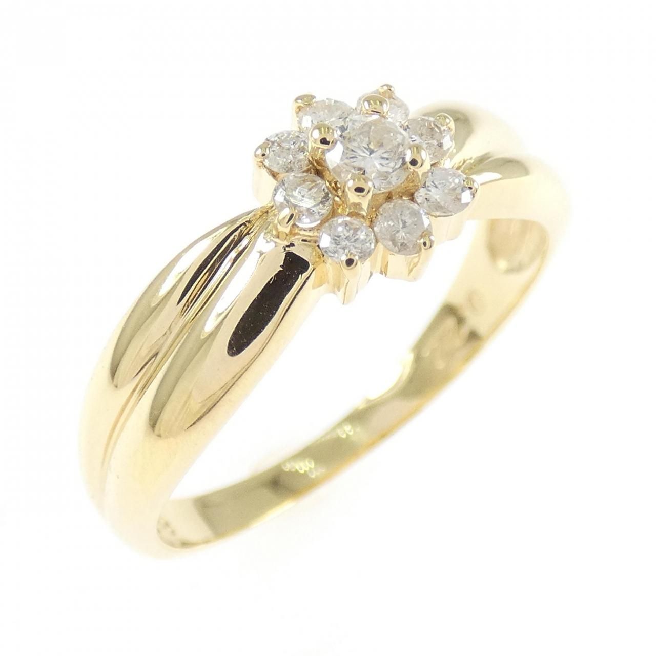 K18YG フラワー ダイヤモンド リング 0.22CT