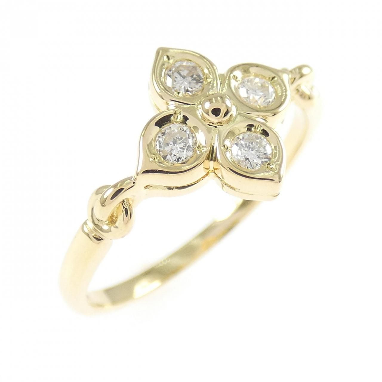 K18YG フラワー ダイヤモンド リング 0.14CT