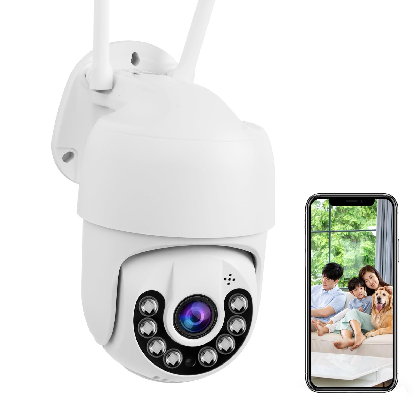 【新品】【2026年WIFI強化版 防犯カメラ】 360度PT機能＆自動追跡 双方向通話 ・1080P・ワイヤレス 監視カメラ 屋外 2.4G/5GWiFi対応 見守りカメラ 高齡者 FullHD ・スマホ対応 ・カラー暗視?録音?常時録画? 32c9598f