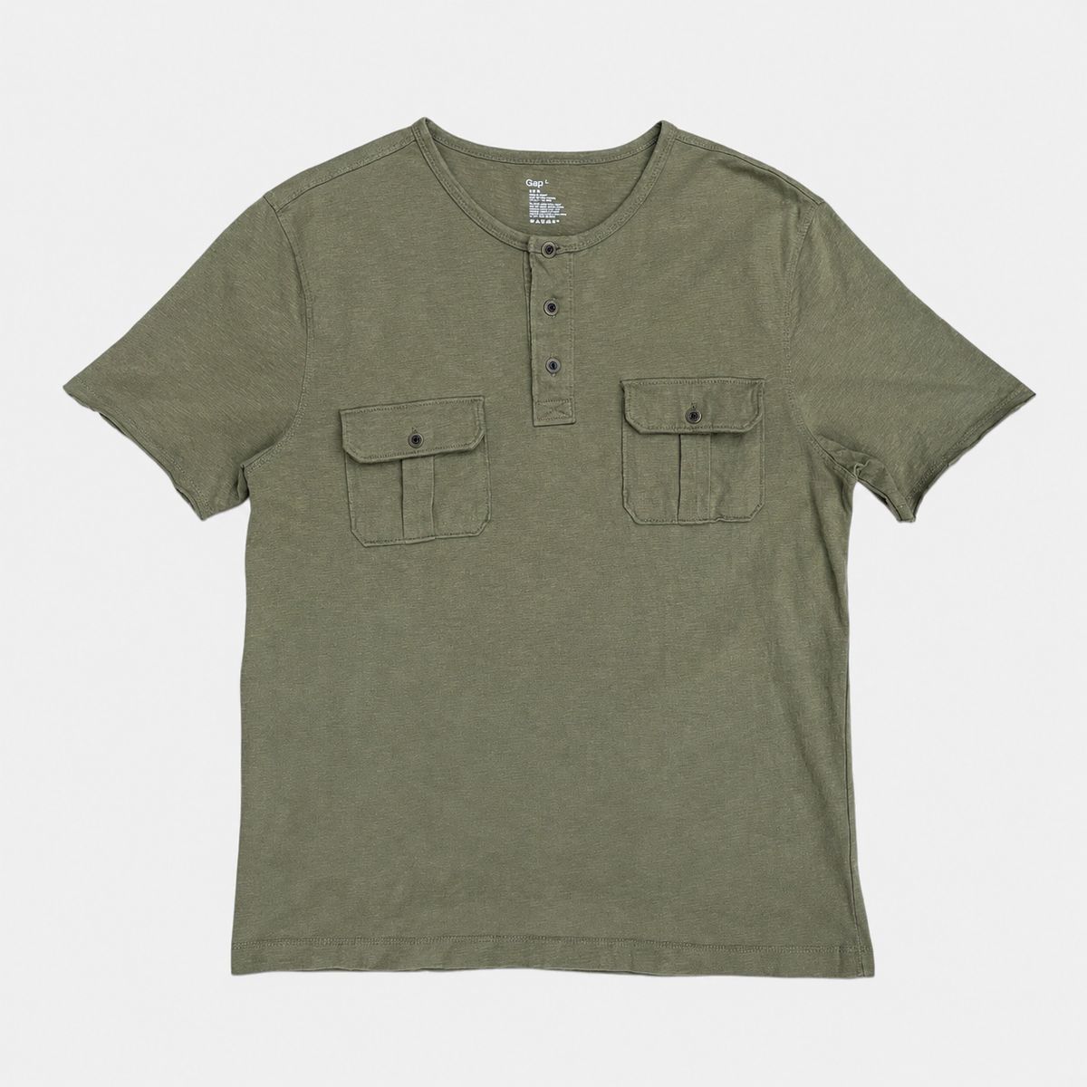 L GAP ギャップ ダブル ポケット ヘンリーネック ヴィンテージ 半袖 Tシャツ