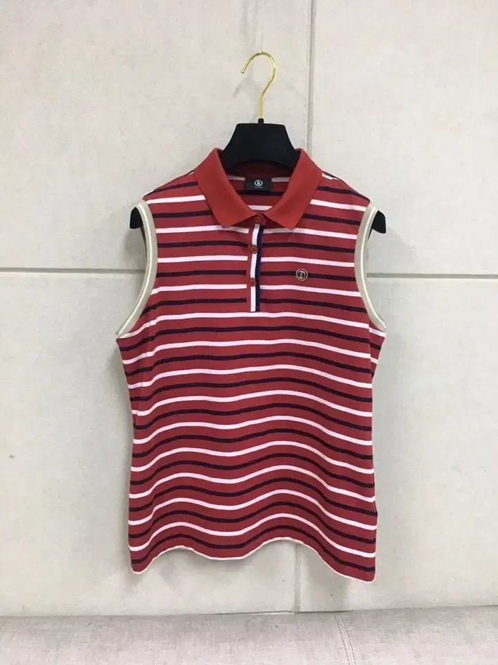 BOGNER(ボグナー) レッド ストライプ ノースリーブ カラーTシャツ ゴルフT