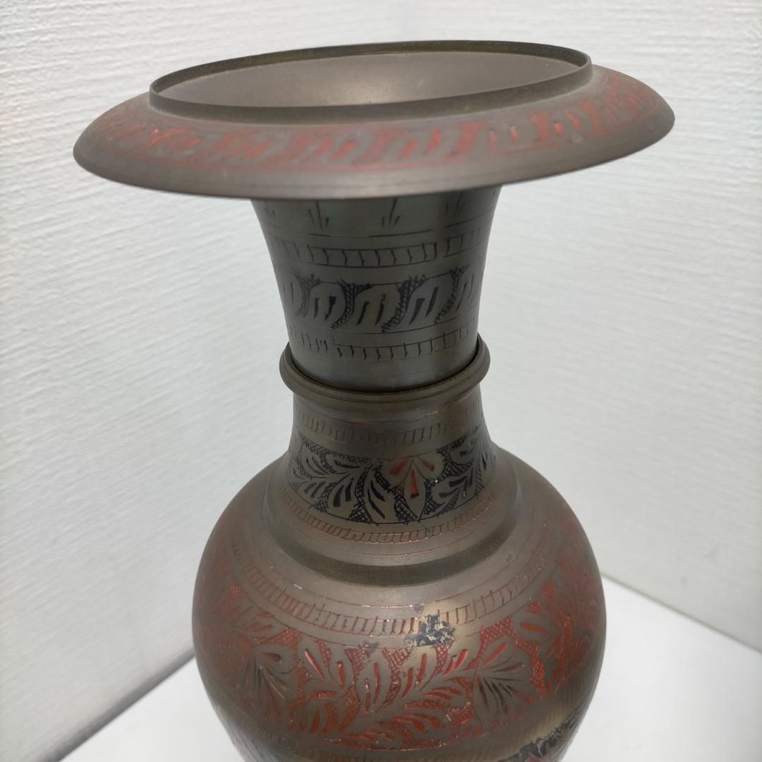 金属製 花器 2点セット フラワーベース 壺 オブジェ アンティーク調 彫刻模様 ブロンズ系 インテリア 店舗装飾　260120-5T 金属製 花器 2点セット フラワーベース 壺 オブジェ アンティーク調