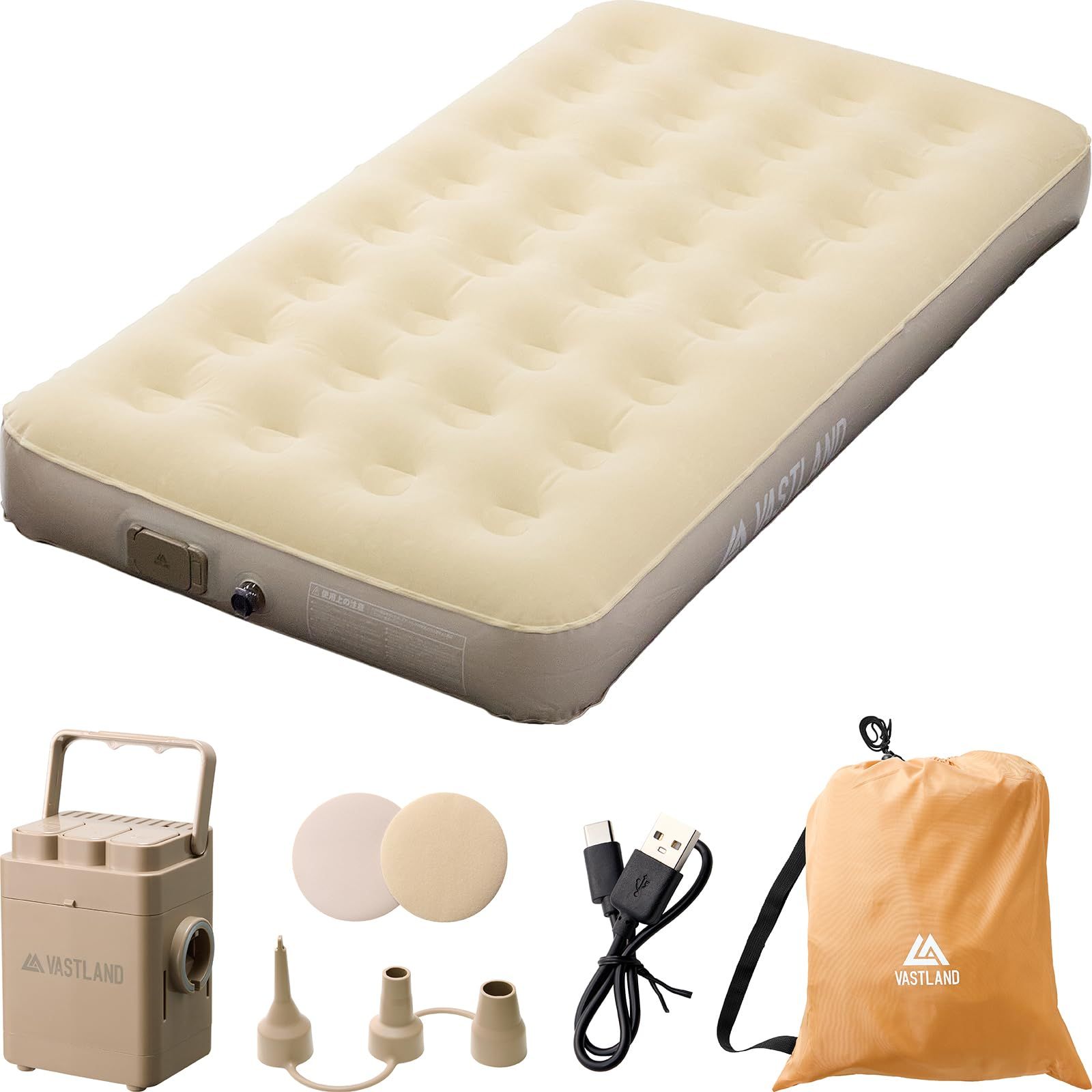 VASTLAND エアーベッド シングル 電動 充電式 吸排気対応 193cm×102cm×26cm エアベッド エアーマットレスpms