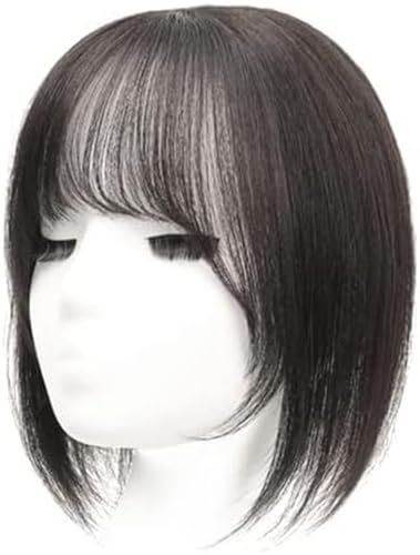 前髪 部分ウィッグ つむじ ヘアピース 100%人毛 もみあげ付きウィッグ 自然 薄型 女性用 かつ ブラック 20CMpms