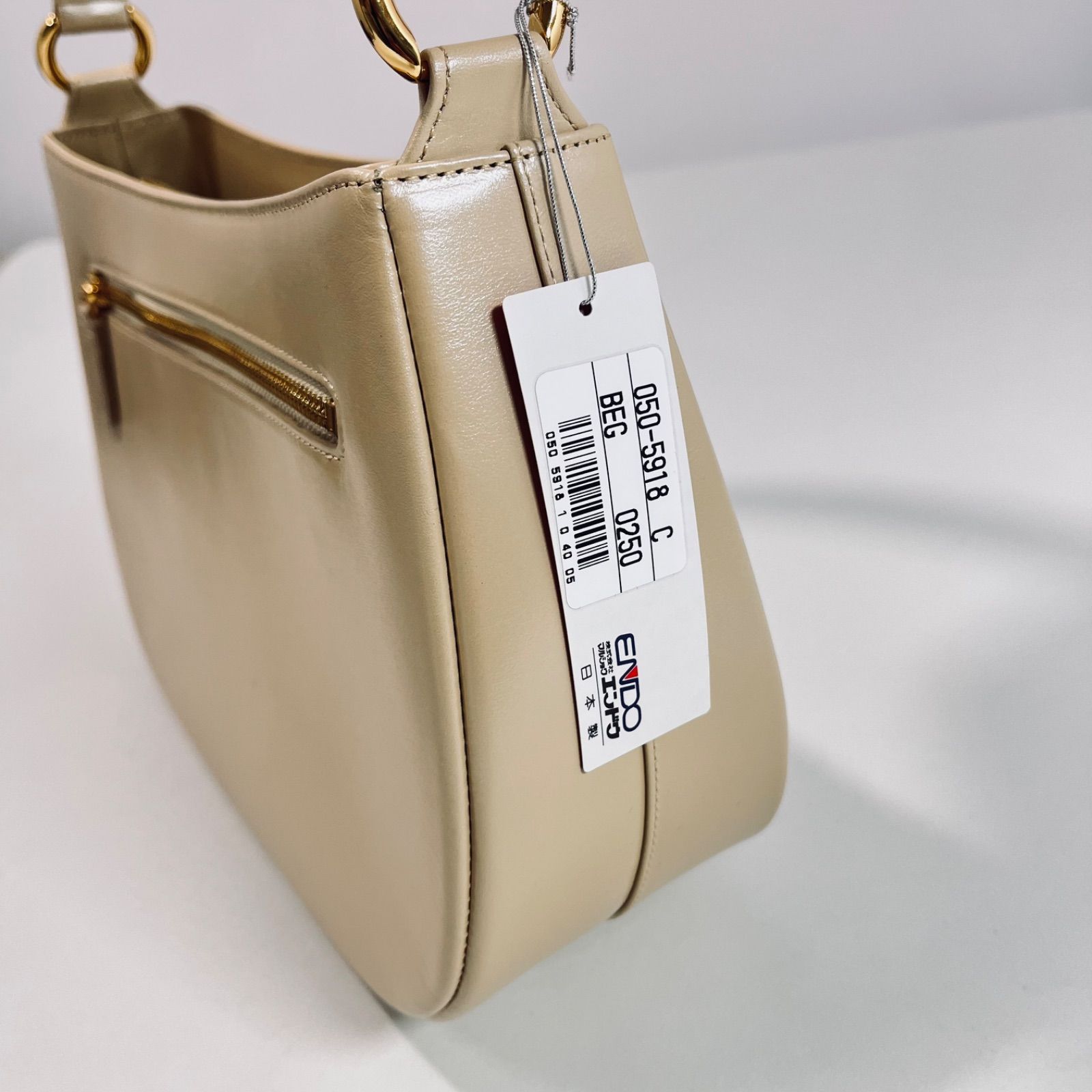 シャルルジョルダン レザーショルダーバッグ ベージュ 未使用品 