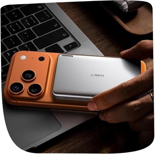 LISEN 10000mAh QI2.0 対応 MagSafe 【2026 新設計・超薄薄型モデル】軽量小型 22.5W 有線 / 15W ワイヤレス急速充電 マグネット吸着 iPhone17/16 対応 コンパクト 機内持込可 PSE 認証 c29a5588