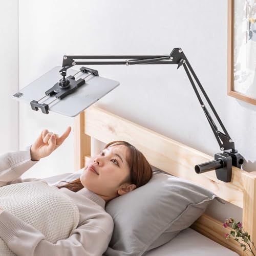 サンワダイレクト タブレット/スマホ対応 アームスタンド 寝ながら 360度回転 クランプ固定 耐荷重1kg 4?12.9インチ対応 ベッド タブレット 固定アーム 100-LATAB021送料無料 d64af3a3